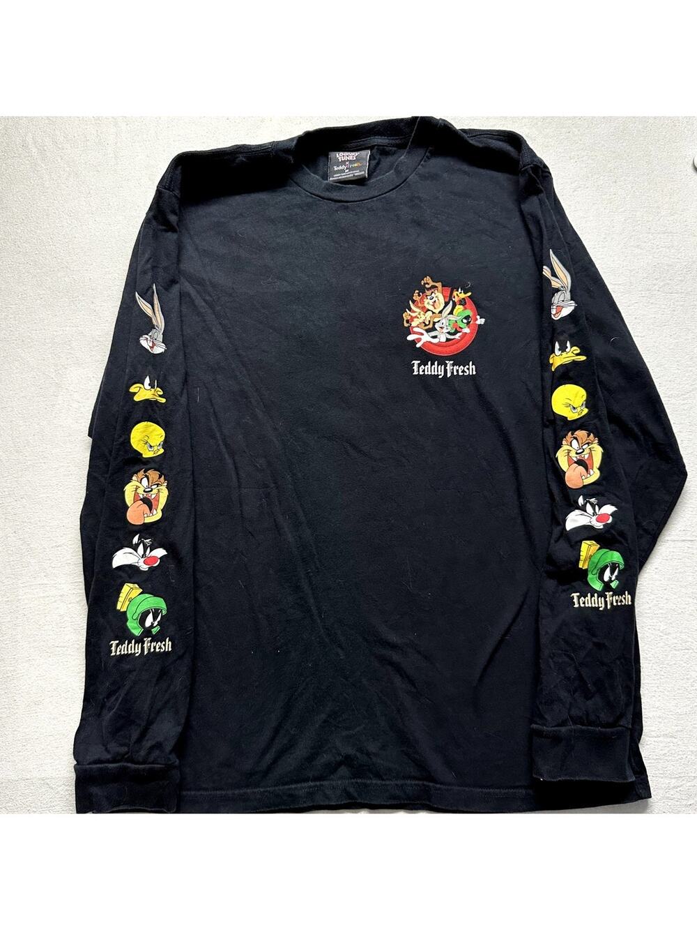 Teddy Fresh x Looney Tunes Elmer Fudd Black Long Sleeve Shirt Size M
